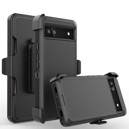 For Google Pixel 7 Pro Defender Case with 360 Degree Holster Belt Clip Heavy Duty Full-Body Rugged Protection - Black