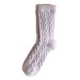 thumbnail image 3 of Women Solid Color Cable Knit Athletic Style Socks Mixed Thick Winter Warm Wool Mid Tube Footwear Comfort Light Purple, 3 of 3