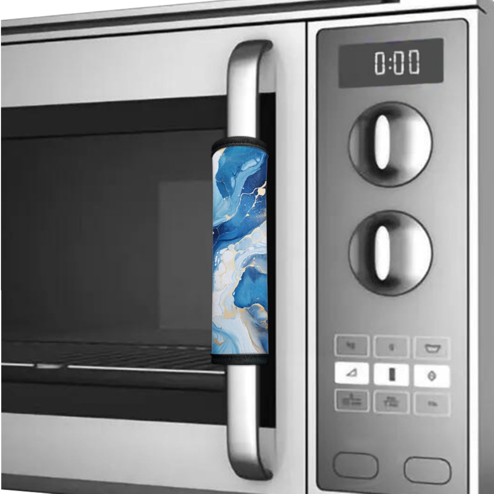 SEANATIVE Refrigerator Door Handle Covers Pack of 6 Water-Resistant Appliance Protector Door Cloth Keep Handles Clean from Smudges, Fingertips, Stains, Easy Installation, Blue Marble Gold