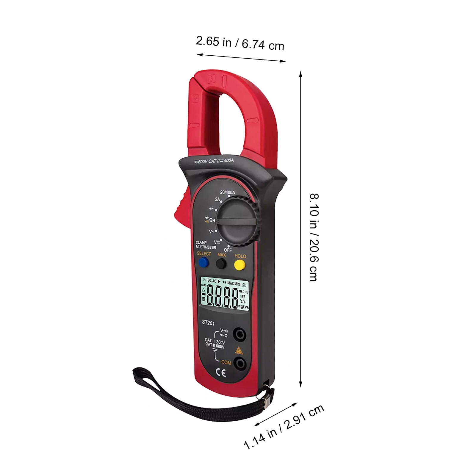 COMPUKAS Digital Clamp Meter Multimeter, Red, Compact 8.10 x 2.65 x 1.14 in, Accurate Electrical Tester