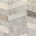 thumbnail image 4 of Pasargad Home Galaxy Zig-Zag Cowhide & Sari Silk Pouf Ottoman in Silver, 4 of 5