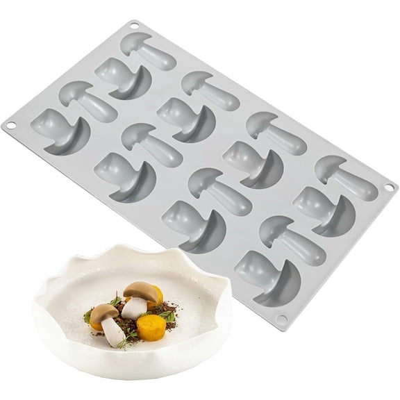 16-Cavity Mushroom Silicone Molds, Chocolate Molds Chocolate Candy Mold Cupcake Cake Decorating Tools Polymer Clay Mold