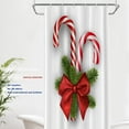 thumbnail image 2 of Red Festival Christmas Decor Shower Curtain, Green Candy Bathroom Decor Polyester Fiber Plastic Rings Quick-Drying Waterproof for Bathtubs/Bathroom, 72x36 inches, 2 of 6