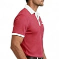 thumbnail image 4 of Golf Shirts for Men Turndown Collar Short Sleeve Polos Color Block Stretch Daily Casual Stylish Shirt,Sizes S-3XL, 4 of 7