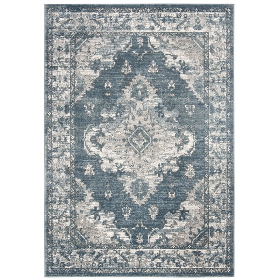 SAFAVIEH Oregon Ethelinda Floral Bordered Area Rug, 5'3" x 7', Blue/Cream