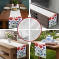thumbnail image 5 of Burlap Table Runner 90 Inches Long, Watercolor Blue Red Flower Leaves Non-Slip Kitchen Table Runners for Dining Room Everyday Use Party Table Decorations Independence Day, 5 of 9