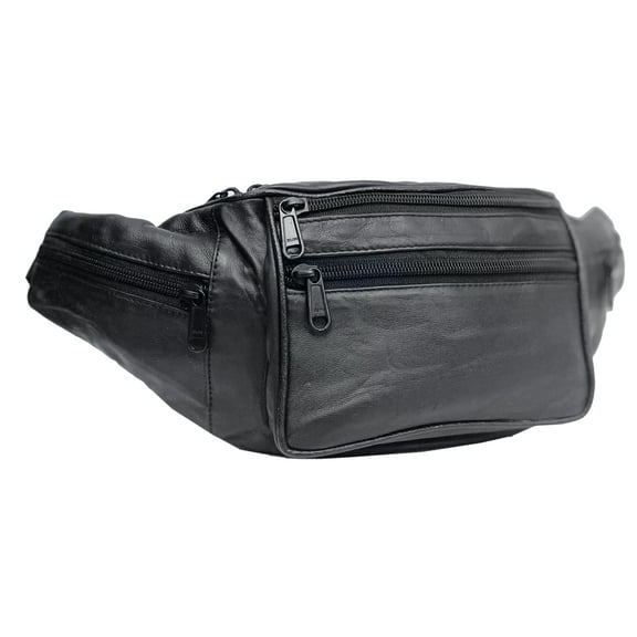 Genuine Leather Large Crossbody Waist Bag Multi Function 7 Pocket Fanny Pack for Women and Men