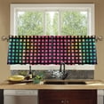 thumbnail image 4 of Yayeee Kitchen Curtains Tier Set of 2 Light Filtering 57"x24" Over Sink Window Panels, Pink Block Pattern, 4 of 7