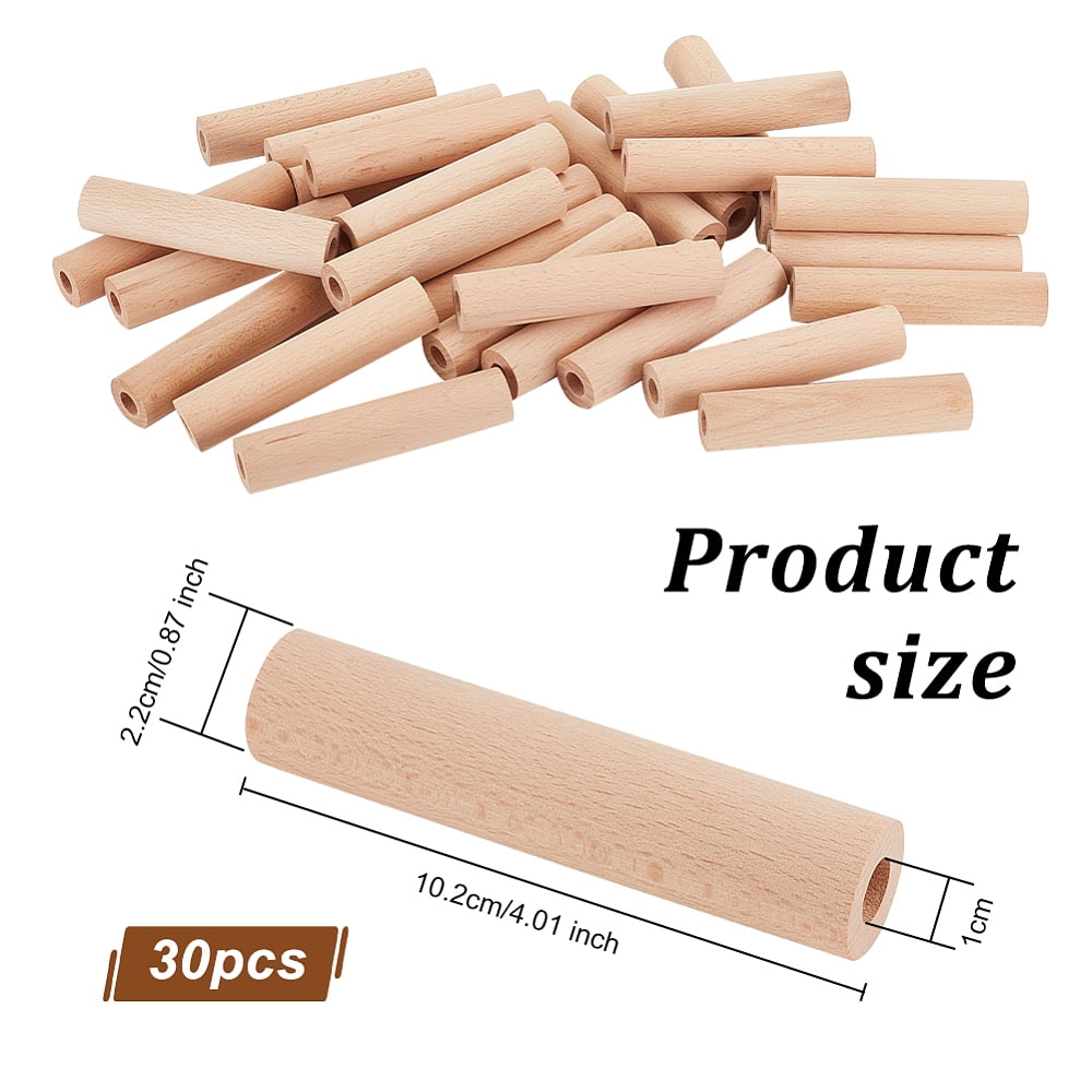 30 pc 30Pcs 4x0.9 Inch Hollow Wood Sticks Round Wooden Dowel Rod with 0.4 Inch Hole Unfinished Beech Wood Rods Natural Wood Round Rods for DIY Crafts Arts Projects