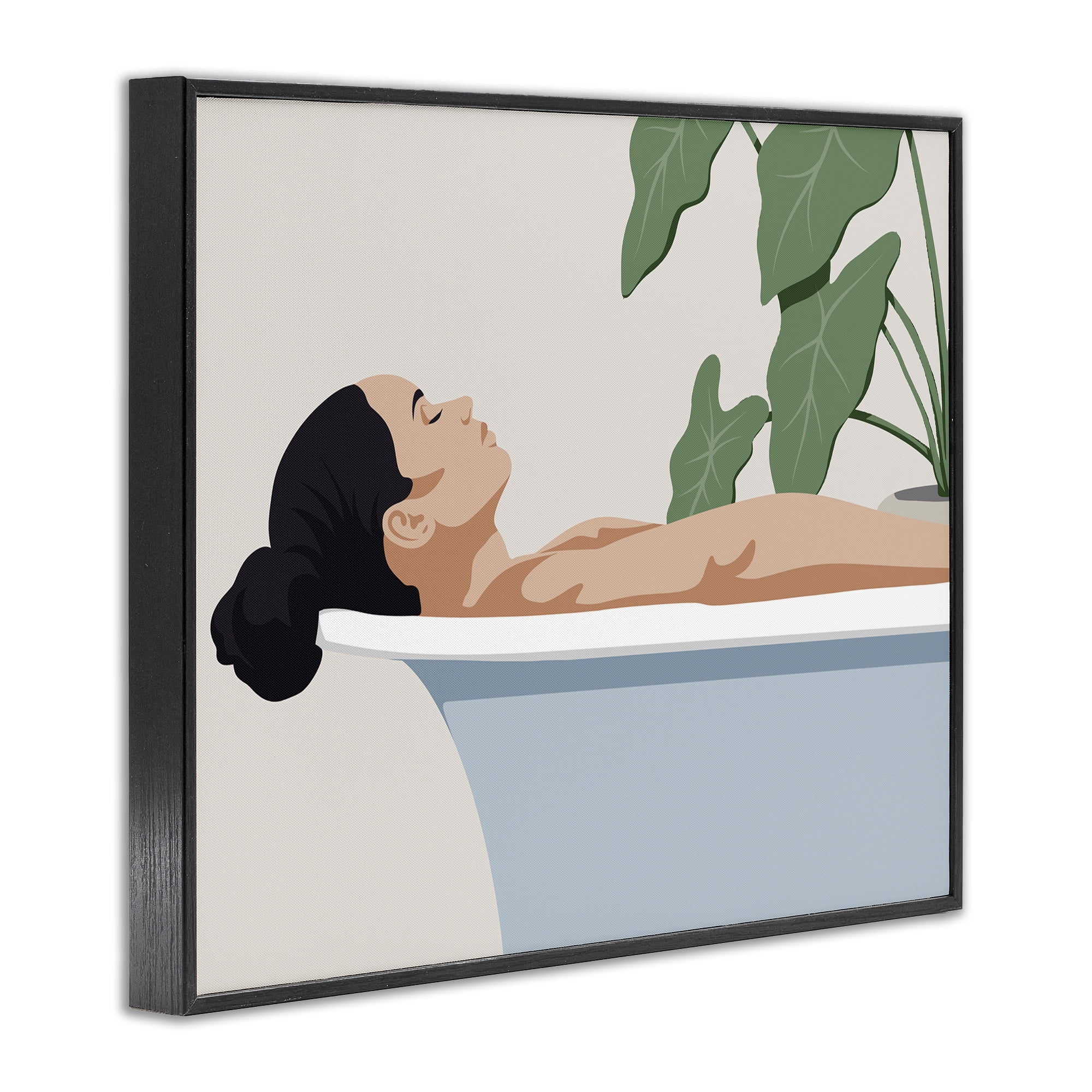 Stupell Industries Tub Relaxation Woman Black Framed Giclee Art, design by Marcus Prime