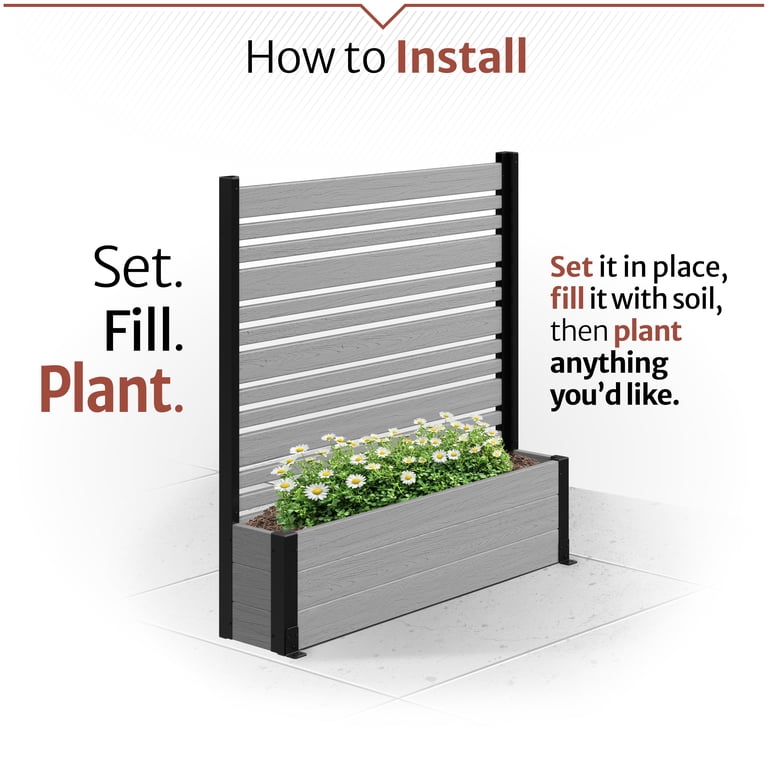 44in H x 46in W x 9.5in L (1 Screen w/ Planter) Freestanding Enclo
