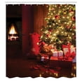 thumbnail image 2 of Ambesonne Christmas Shower Curtain, New Year Xmas Trees, 69"Wx84"L, Red Yellow, 2 of 4
