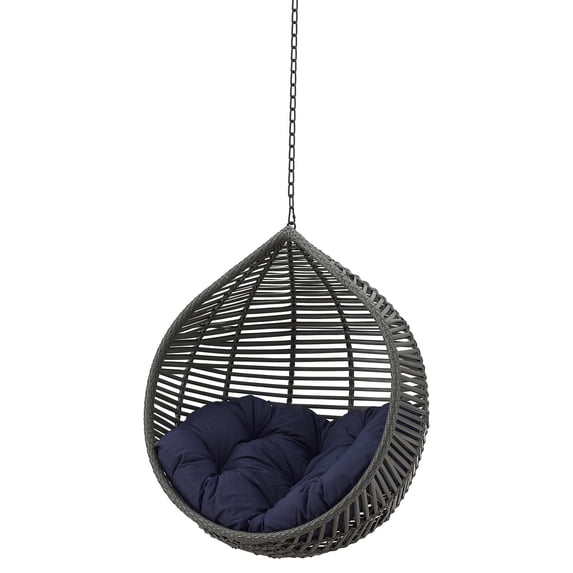 Swing Lounge Chair, Grey Gray Blue Navy, Modern Contemporary Urban Design, Outdoor Patio Balcony Cafe Bistro Garden Furniture Hotel Hospitality
