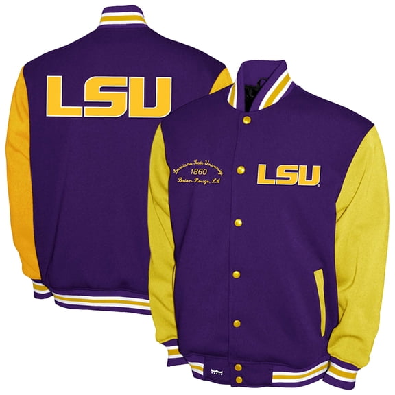 Men's Franchise Club Purple LSU Tigers Fleece Varsity Full-Snap Jacket