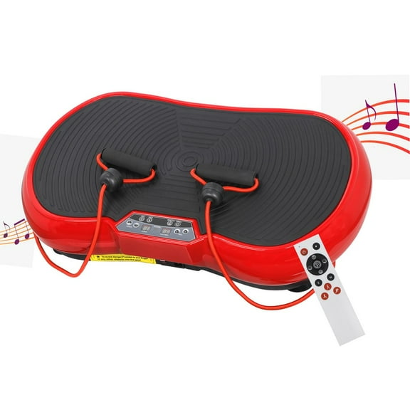 SONGMY Red Vibration Plate Fitness Machine, Whole Body Exercise Vibration Platform with Bluetooth MP3, Massage Vibration Trainer