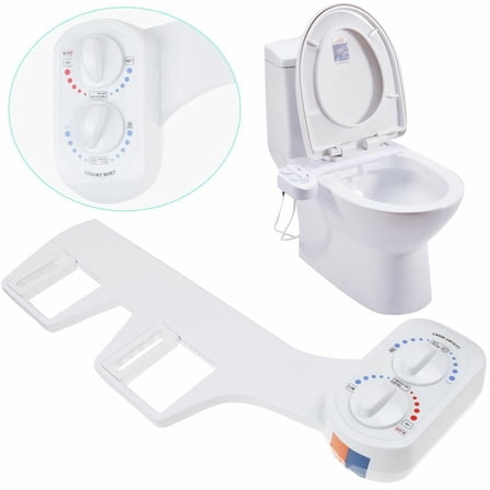 Bidet Fresh Dual Spray Kit Non-Electric Toilet Seat Attachment Hot Cold Nozzles