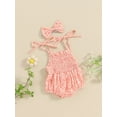 thumbnail image 3 of Suealasg Newborn Baby Girls Bodysuit Sleeveless Tie-Up Spaghetti Straps Floral Print Romper One-piece Jumpsuit +Headband 3M 6M 12M 18M Infant Summer Clothes Set, 3 of 8