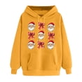 thumbnail image 4 of PNTUTB Women's Christmas Cute Printed Off Shoulder Pocket Long Sleeved Hooded Drawstring Pullover Casual Loose Sweatshirt, 4 of 6