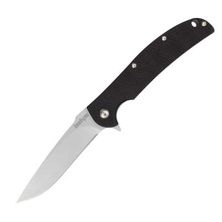 Kershaw Chill (3410), EDC Folding Pocketknife, 3.1-inch 8Cr13MoV Stainless Steel Blade With Bead-Blasted Finish, Black G-10 Handle Scales, Manual Open, Liner Lock, Reversible Pocketclip, 2