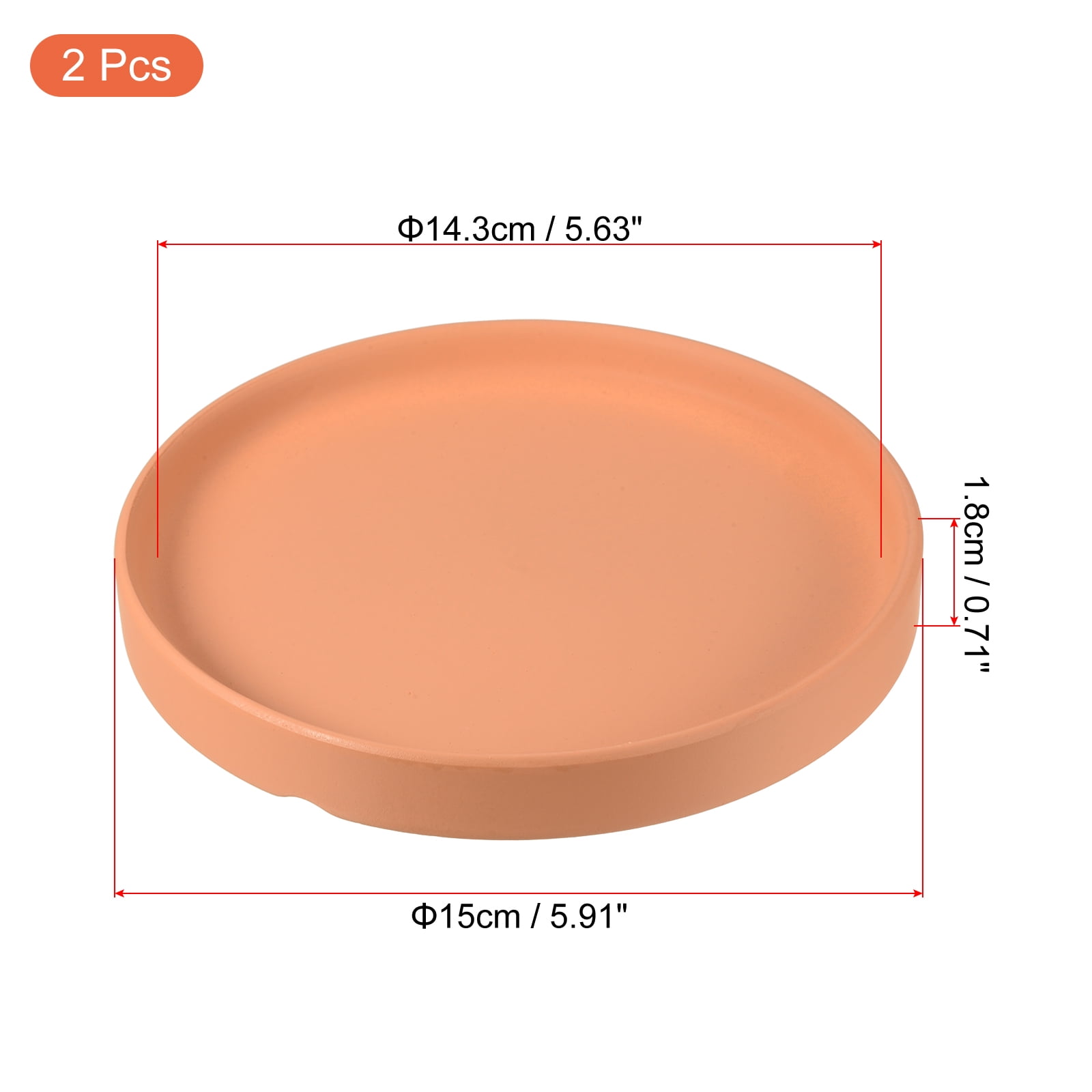Uxcell 6" Ceramic Round Planter Saucer Flower Pot Drip Tray Coaster, Orange 2 Pack