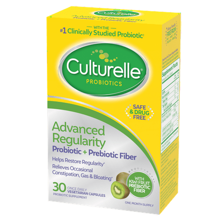 Culturelle Advanced Regularity Probiotic and Prebiotic Fiber, Kiwi Capsules, 30 Count