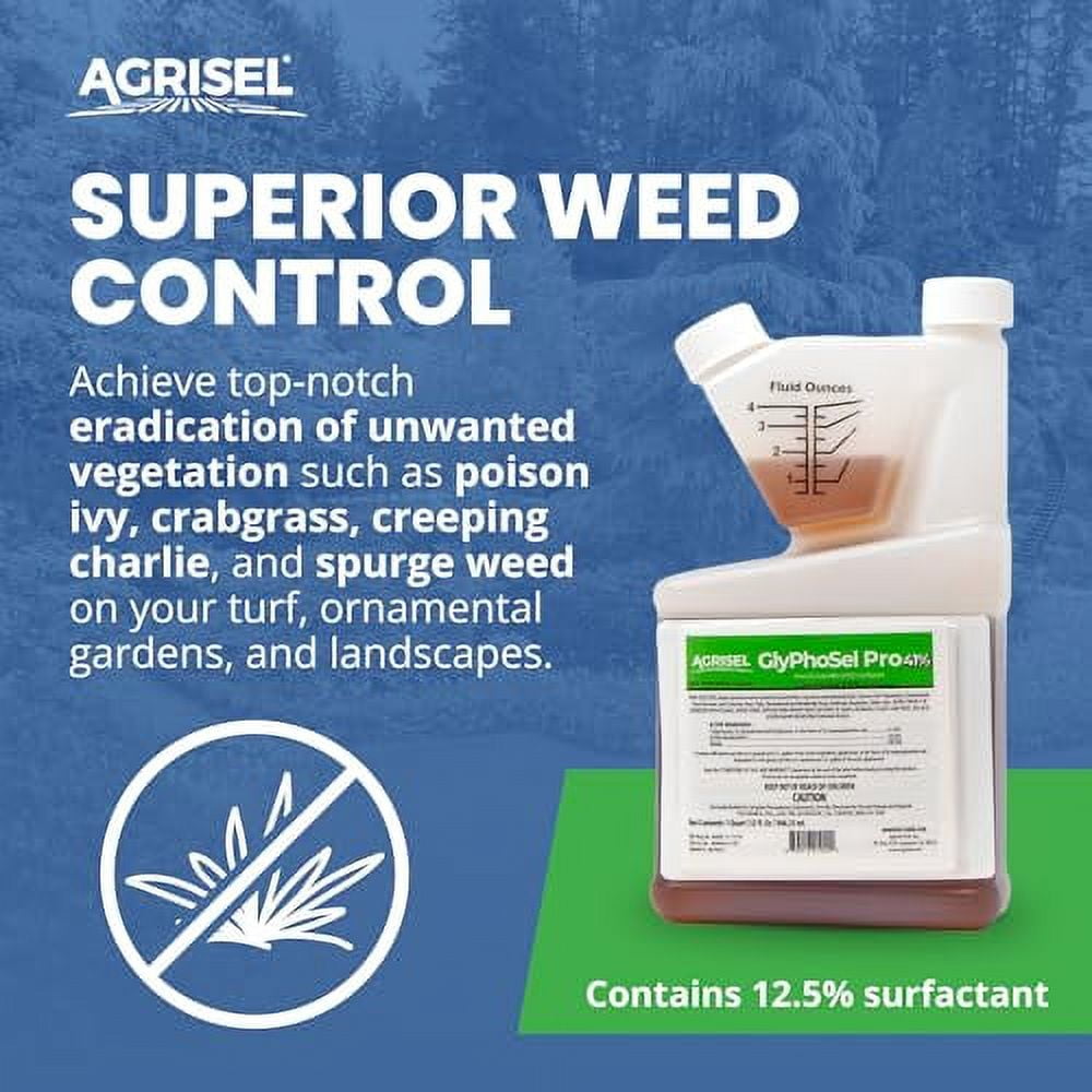 GlyPhoSel Pro Weed Killer, Tackles Hard-to-Kill Weeds, Low-Odor, Easy Mixing, Pet Safe, 3-Pack of Disposable Gloves Included, 32 Ounces