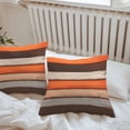 thumbnail image 4 of Coastal Style Outdoor Pillow Covers Set of 2 Vintage Orange Brown Stripe Wood Texture Waterproof Throw Pillow Case Decorative Square Cushion Cover for Patio Couch Garden Balcony, 20"x20", 4 of 9