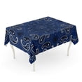 thumbnail image 1 of LADDKE Colorful Pattern Blue Paisley Bandana Abstract Artistic Bandanna Black Tablecloth Table Desk Cover Home Party Decor 52x70 inch, 1 of 1
