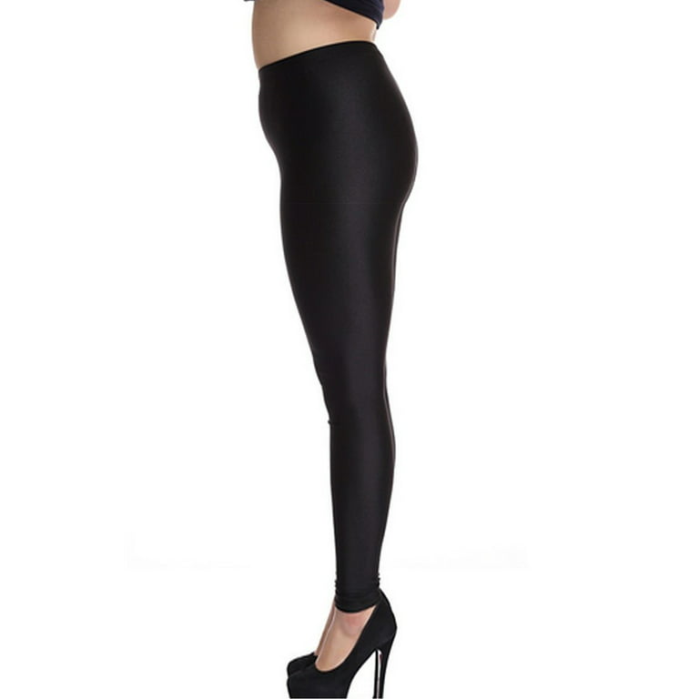 Bebiullo Womens High Waist Stretch Skinny Shiny Leggings Slim Fitness Tight- Pants Plus Size Underpants Black XXL 