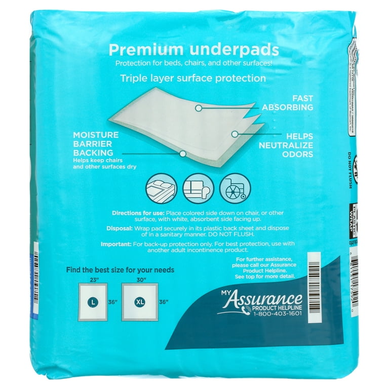 Deals on Equate Assurance Maximum Absorbency Unisex Premium Quilted  Underpad Value Pack XL 30 Count Pack Of 4, Compare Prices & Shop Online