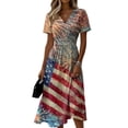 thumbnail image 2 of Fourth Of July Outfits for Women Independence Day Sun Dress A Line Short Sleeve Dressy Cocktail Party Dress, 2 of 5