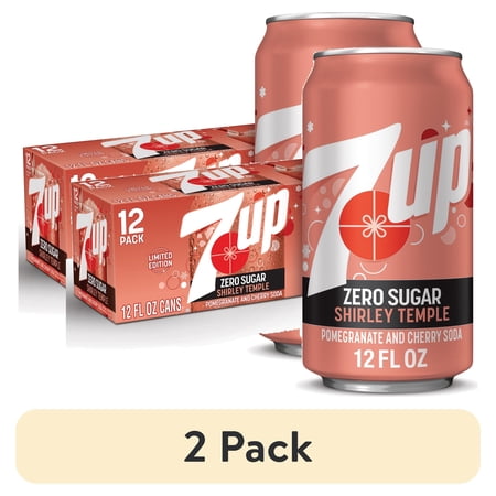 (2 pack) 7UP Caffeine Free Shirley Temple Pomegranate and Cherry Flavored Zero Sugar Soda Pop, 12 fl oz cans, 12 pack