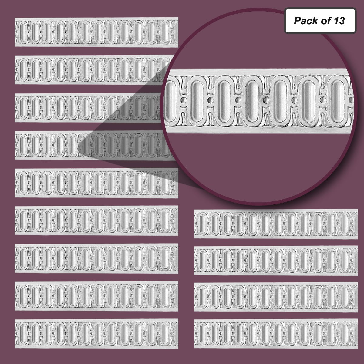 Chair Rail White Urethane 77 3/4" X 2 5/8" Pack of 13 ...