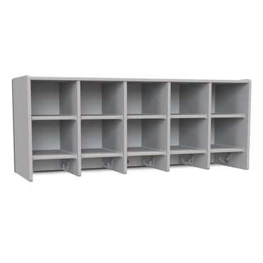10 Section Wall Mount Coat Locker - without Trays  - Gray
