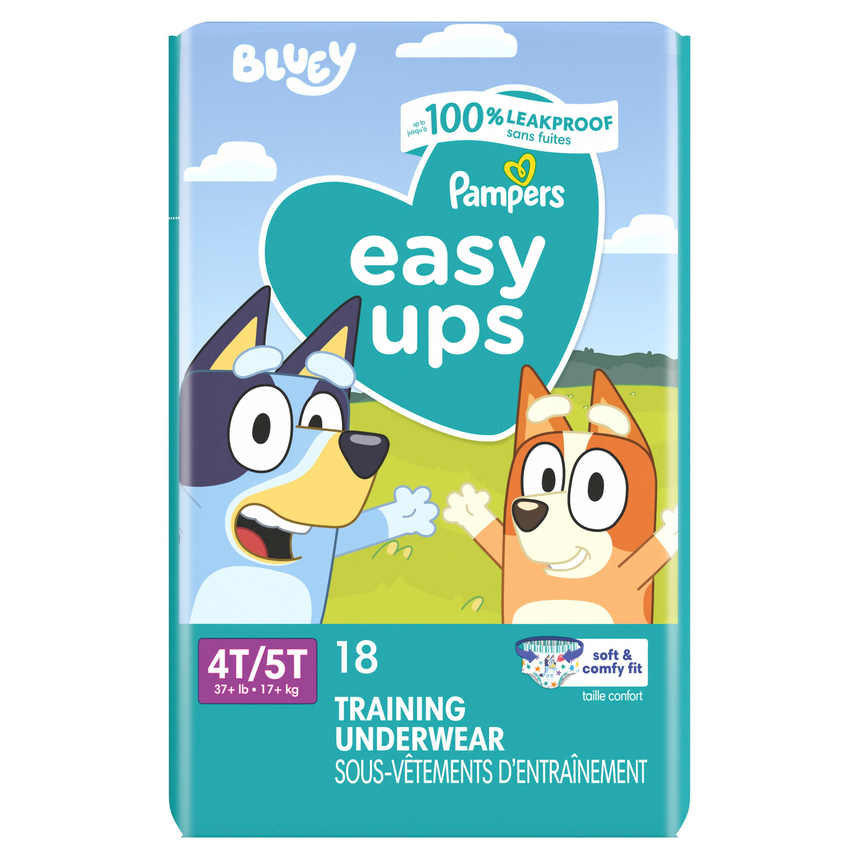 Pampers Easy Ups Girls & Boys Potty Training Pants, Size 6 (4T5T), Bluey Absorbent Training Underwear, Up to 100% Leakproof Day and Night, Hypoallergenic