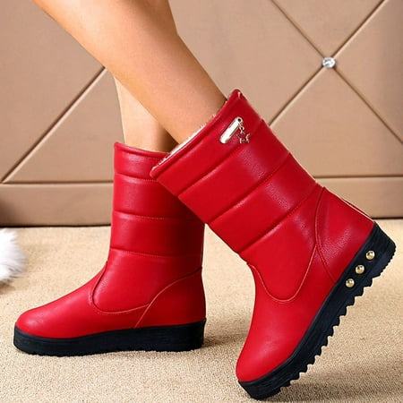 

Mackneog Thicksoled Plush Women s Thermal Breathable Shoes Warm Ankle Slipon Boots Middle Winter Casual Boots Women s Boots Gift on Clearance
