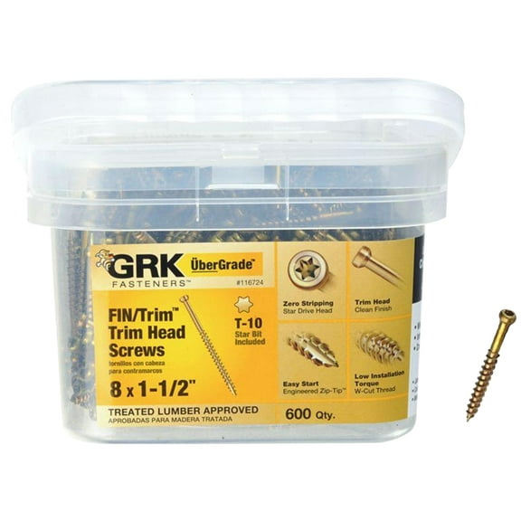 GRK 116724 #8 by 1-1/2-inch HandyPak Finish/Trim Screws, (600 per Pail)