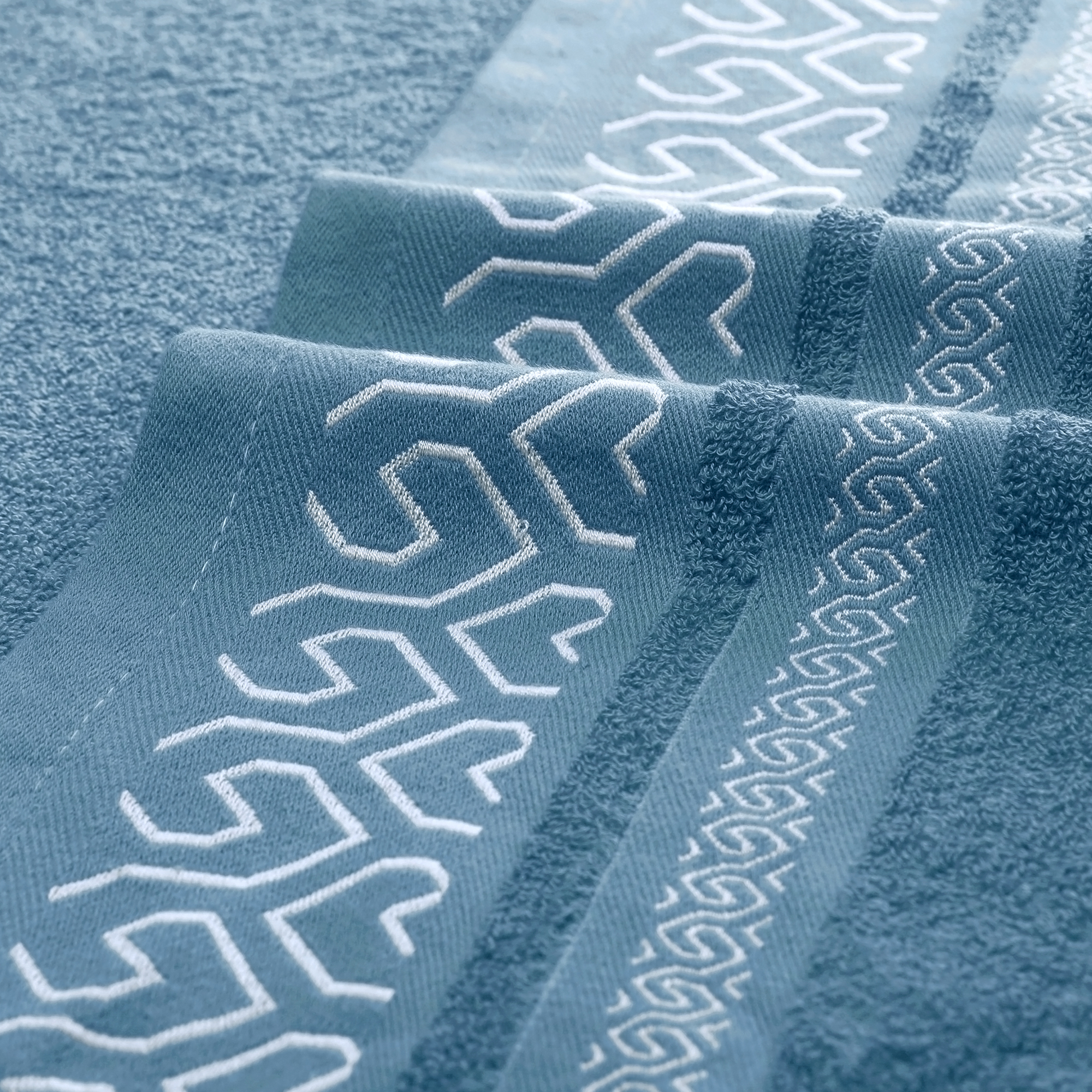 Unique Bargains Cotton Bath Towels Set of 2 Soft Quick Dry Durable Bathroom Towels Blue 28" x 56"
