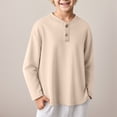 thumbnail image 2 of alcepopk Boys Girls Long Sleeve T-Shirts Kids Soft Cotton Basic Layering Tee Tops Undershirts(Beige,11-12 Y), 2 of 6