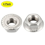 5/16 Thread 304 Stainless Steel Hexagon Flange Lock Nuts Silver Tone, 4Pcs