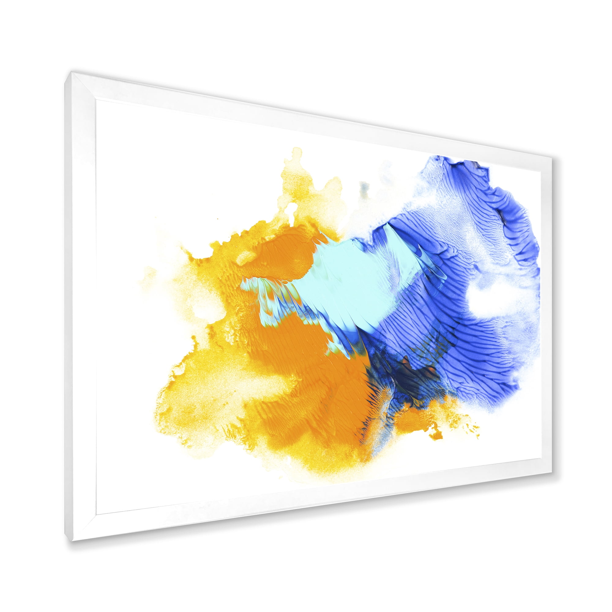 Designart 'Abstract Orange and Blue Clouds' Modern Framed Art Print