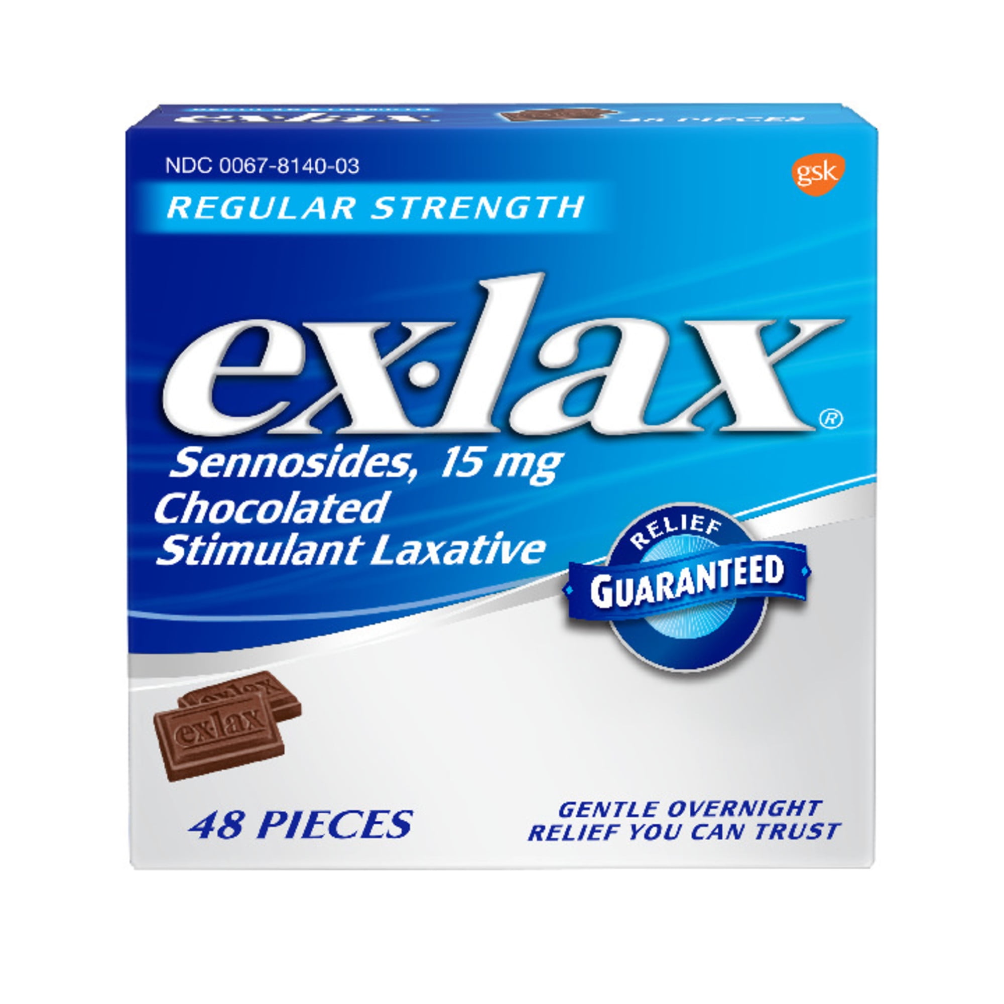 Ex-Lax Regular Strength Chocolated Stimulant Laxative Constipation Relief Pills for Occasional Constipation - 48 Count