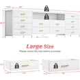 thumbnail image 2 of CZMJY Fits 65,70 inch Tv Stand for Bedroom 63" W TV Entertainment Center with LED Lights & Power Outlets 12 Long Fabric Dresser for Bedroom, Hallway, White Dresser Tv Stand, 2 of 8