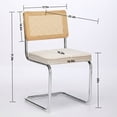 thumbnail image 3 of Dining Chairs Set of 2, PAPROOS Velvet Upholstered Dining Chairs, Rattan Kitchen Dining Chairs with Cane Back and Stainless Steel Chrome Legs, Beige Dining Room Chairs Set for Kitchen Dining Room, 3 of 10