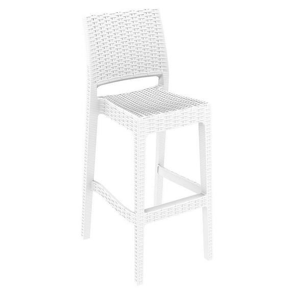 Compamia Jamaica 30" Resin Wickerlook Patio Bar Stool in White