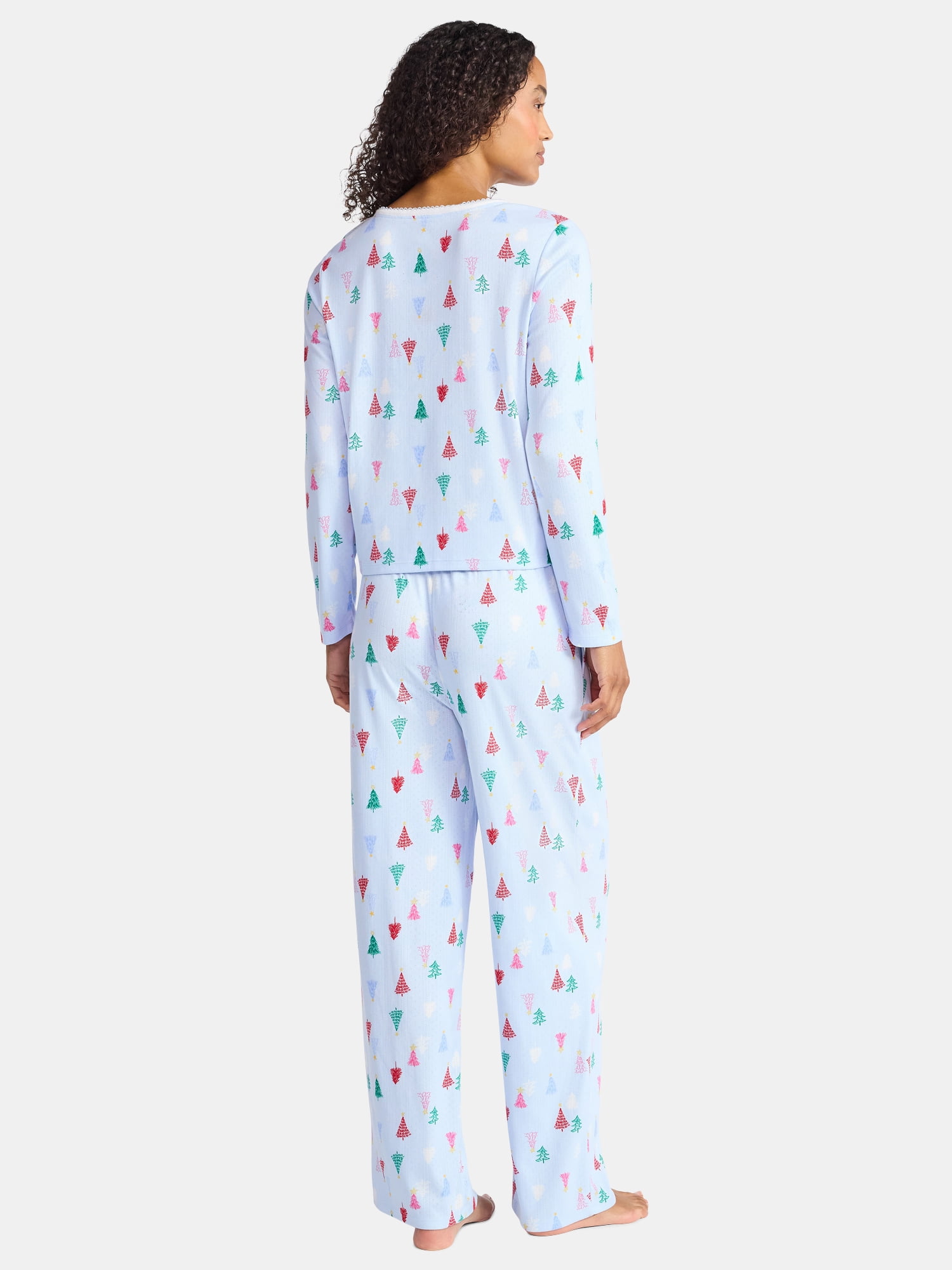 Christmas Women's and Women's Plus Long Sleeve Top and Wide Leg Pants Pajama Set from Holiday Time, 2-Piece, Sizes XS-3X
