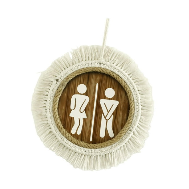 Letrero de madera para baño, unisex, rústico, de granja, divertido, para decoración de pared de baño, para el hogar, el baño.