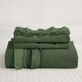 thumbnail image 3 of DNG Creations 1 Piece Double Ruffle Duvet Cover With Zipper Closure ( Solid Moss ) All-Season 100% Egyptian Cotton, 800 Thread Count ( Oversized Queen - Size ), 3 of 6