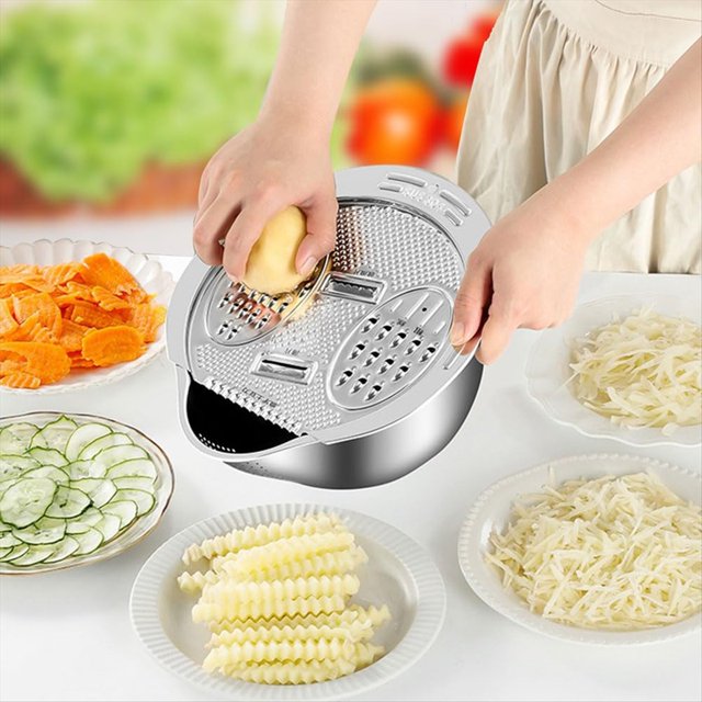 Tazón Colador para Lavar Arroz, Enjuagador de Arroz de Acero Inoxidable, Tazón para Lavar con Rallador, Colador de Arroz con Escurridores Laterales