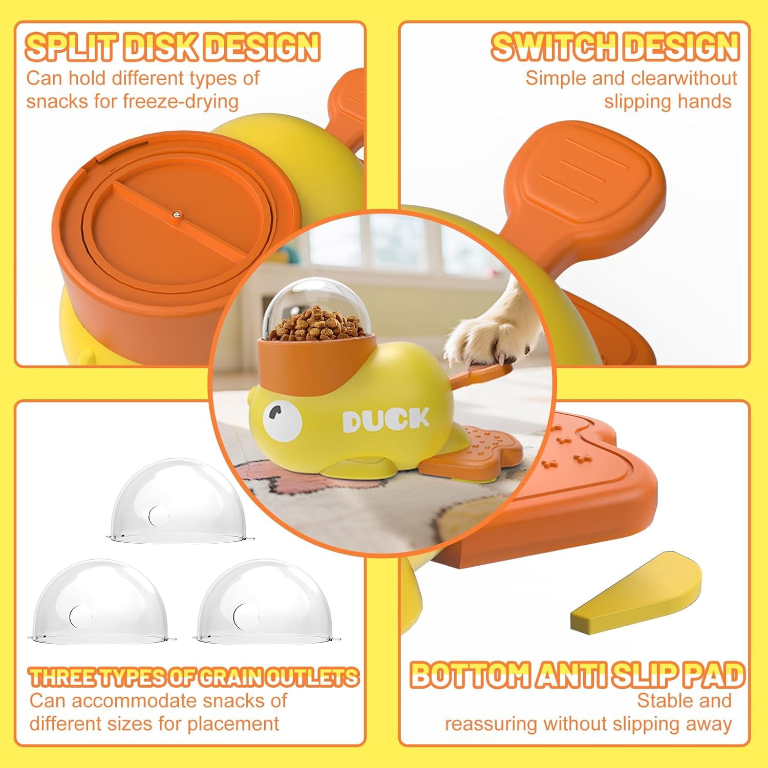 Duck Shaped Interactive Pet Toy, Treat Dispensing Puzzle Toy for Dogs Cats, Slow Feeder Toy for IQ Training & Healthy Eating